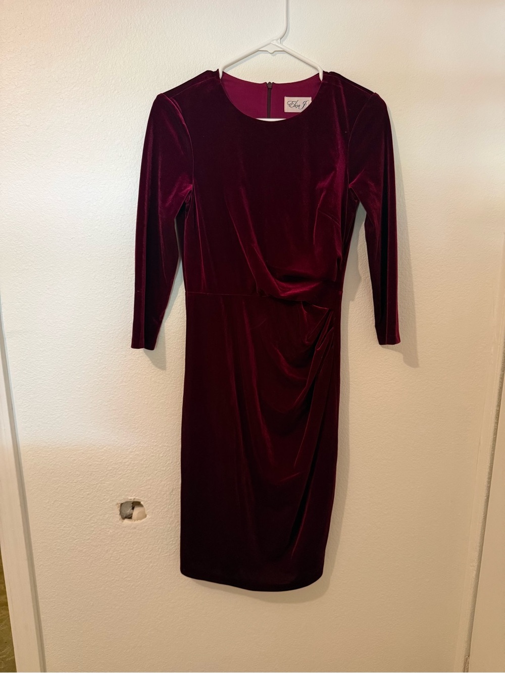 Eliza J Burgundy Velvet Long Sleeve Sheath Dress